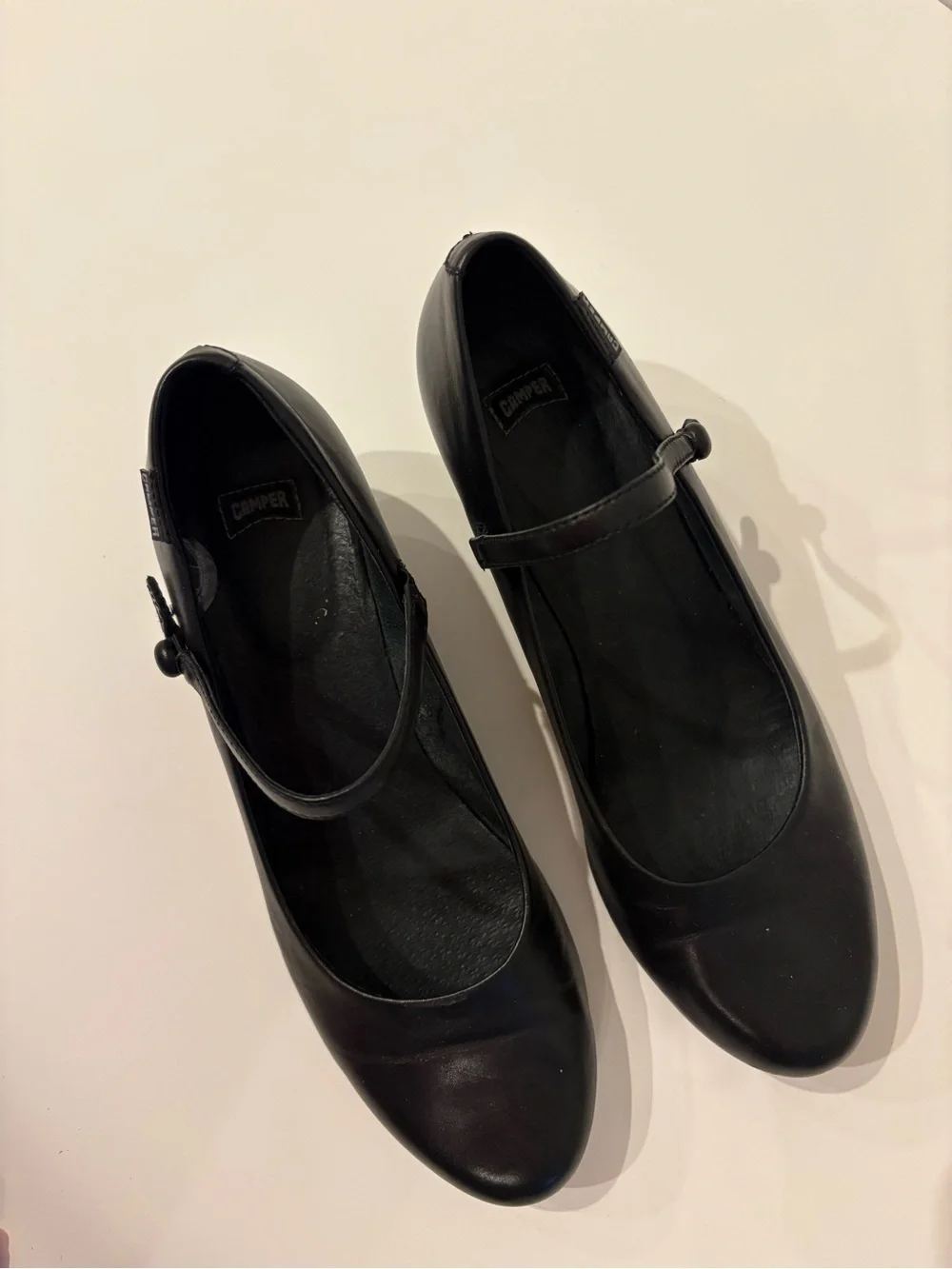 Camper Black Leather Mary Jane Heels – Classic Minimal Low Heel - Picture 5 of 6
